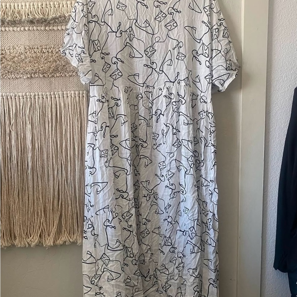 ASOS Curve White and Black Midi Dress